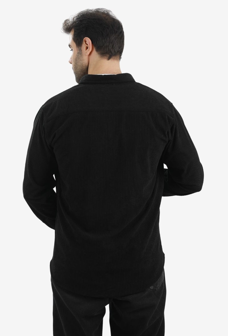 WHITE RABBIT “Slim Fit Black Corduroy Shirt for Men” - Image 2